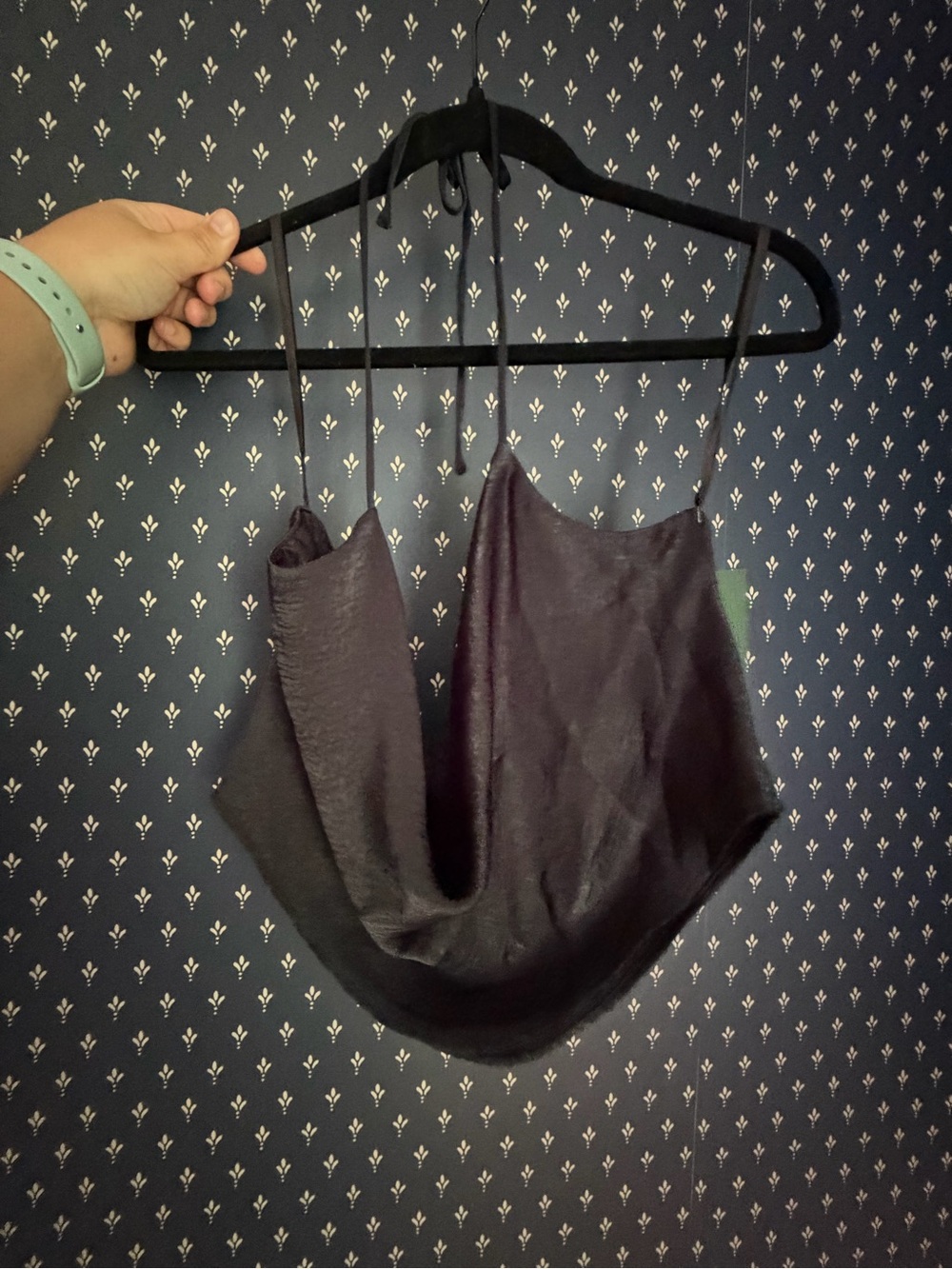 wild fable Black Satin Cowl Crop Top